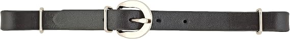 Weaver Equine Leather Curb Strap, 5/8 Simple Straight Bridle Leather Strap, Smooth Nickel Plated Horse Training Equipment, Black