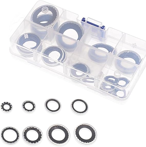 Pack-30 Cooling Pump Seal Ring, Car Air Conditioning Compressor Gasket Classification Combination Set, Car Replacement Accessories, Compatible with Most Models (Black), SEPDP2402BL-30PCS