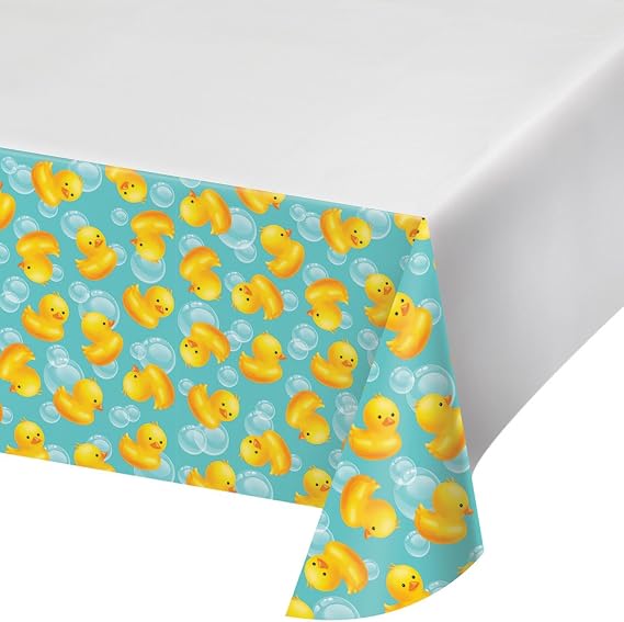 Creative Converting Border Print Plastic Tablecover-Bubble Bath, Party Supplies, 54" x 102", Multicolor, 1ct