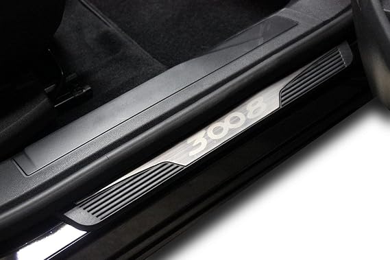 Car Door Sill Scuff Protector Compatible for Peugeot 3008 Accessories, Door Entry Plate Trim Guard Intertor 4pcs set