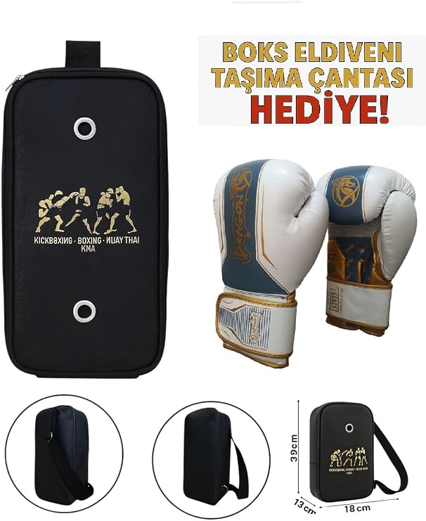 Dragon Do Legacy Kick Boks Eldiveni Muay Thai Ve Eldiven Taşıma Çantalı Beyaz Altın 12 Oz,legacy-çnt-byz-12