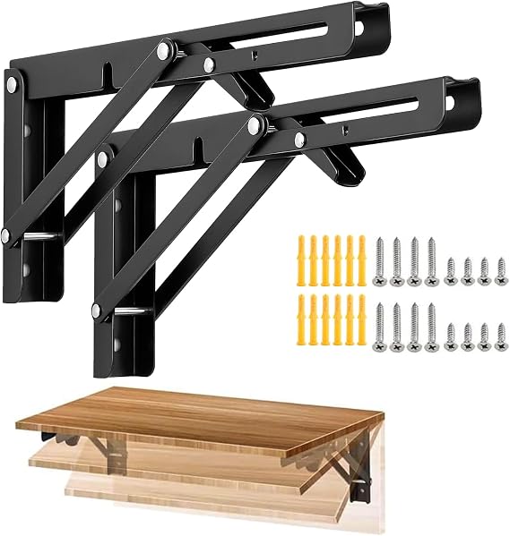 2 Pcs 16 in Matte Black Folding Shelf Brackets