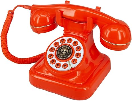 Land Line Telephones for Home Old Fashioned Dial Button Phone, Used for Office Hotel and Home. (Orange)