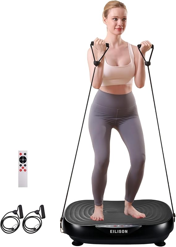 EILISON Glory Vibration Plate Exercise Machine - Lymphatic Drainage Full Body Workout Vibration Platform 99 Speed Adjustable Power Shaping Vibration Plate Weight Loss 350 lbs Glory Black