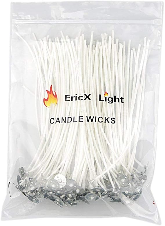 100 Piece Natural Candle Wick, Low Smoke 6" Pre-Waxed & 100% Natural Cotton Core,For Candle Making,Candle DIY