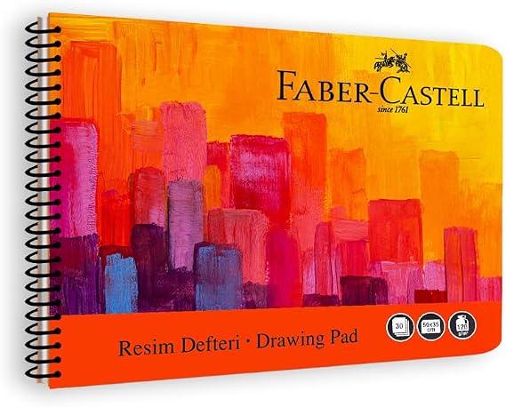 Faber-Castell Resim Defteri, 35x50 cm, 30 Yaprak, Sert Karton Kapak, Spiral Cilt, 120g Kaliteli Kağıt, Perforajlı Sayfalar, Boyama Teknikleri Sayfası