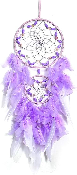 Purple Dream Catcher, Large Dreamcatcher, Handmade Feather Mobile Wall