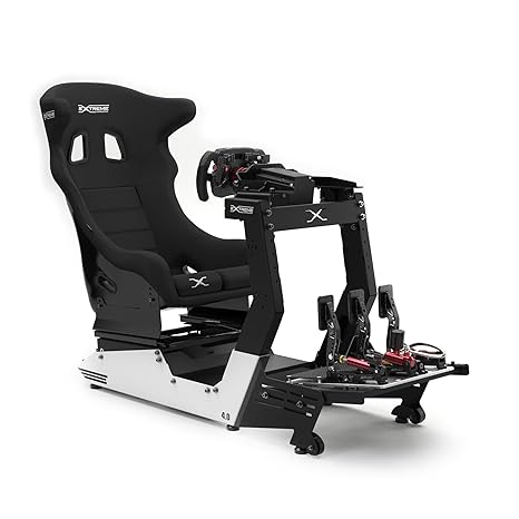Extreme Simracing Chassis 4.0 Adjustable Racing Simulator Cockpit | Compatible with Logitech, Thrustmaster, Fanatec, Simagic, Moza, Simucube & Others | Sturdy Steel Frame, Ergonomic Driving Position, Universal Seat Mount (White)