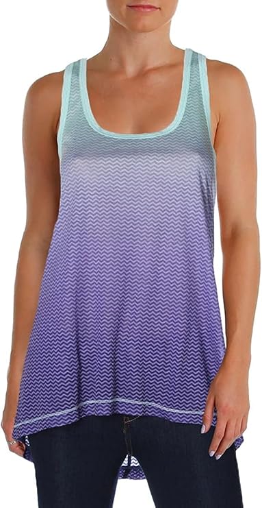 Ideology Women's Dip-Dyed T-Back Chevron Print Tank Top (Small, Dazzle Ombre)