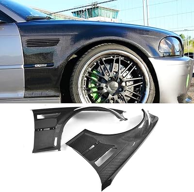 MCARCAR KIT Side Fender Vent fits BMW 3 Series E46 M3 Coupe Convertible 1998-2005 Factory Outlet Pure Carbon Fiber CF Front Air Intake Scoop Cover Trim