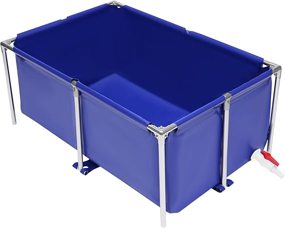 Foldable Fish Pond, Canvas Above Ground Pond, Rectangle Aquarium Fish Tank for Koi, Goldfish, Betta, Lobster, Indoor/Outdoor Use, 47.2x31.4x19.6in