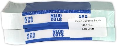 Huron Currency Money Band Wrappers $100 Blue (1000 pcs)
