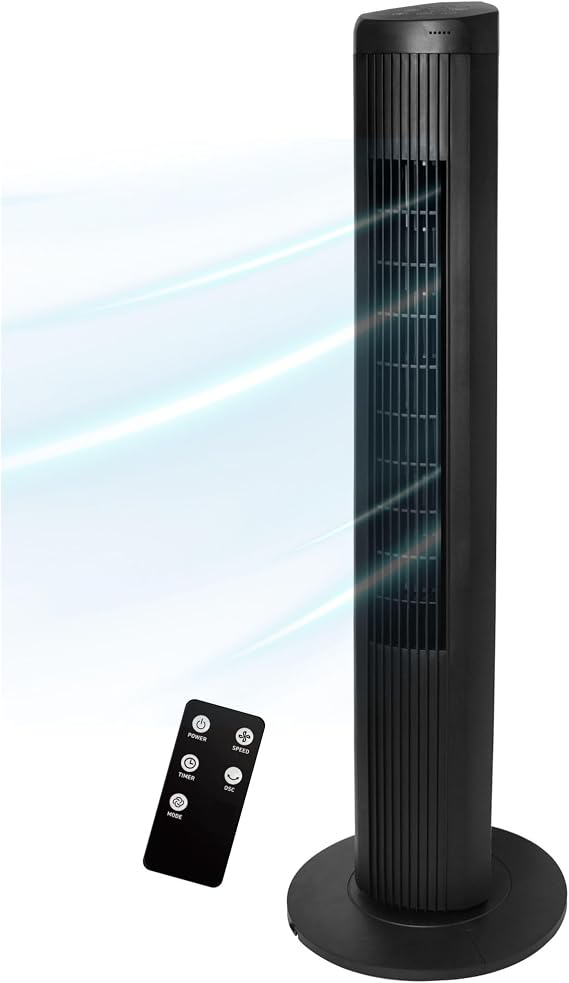 Seasons Comfort 40" Tower Fan with Remote, 55 Degree Oscillation - FTW40RB