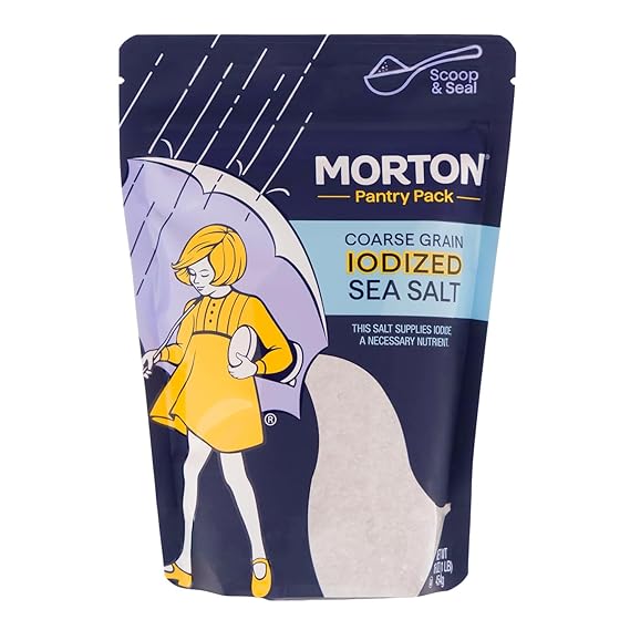 Morton Iodized Sea Salt Coarse 1lb., Resealable Pouch
