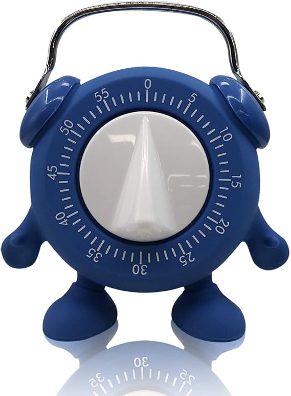 Kitchen Timer, for Baking Teaching Cooking Egg Potty Training Cute 60 Mins Twist Timer with Ring Alert, No Battery (Blue)