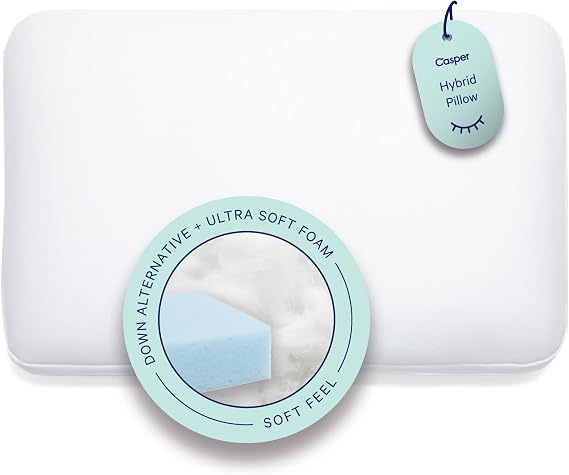Casper Hybrid Pillow for Sleeping, Standard, White
