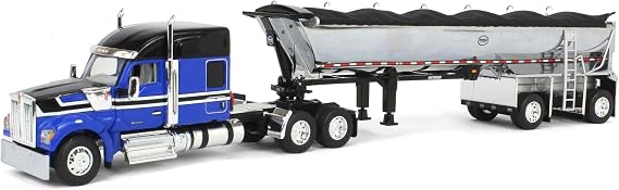 First Gear 1/64 Blue & Black Kenworth W990 with Chrome MAC End Dump Trailer, DCP 60-2009