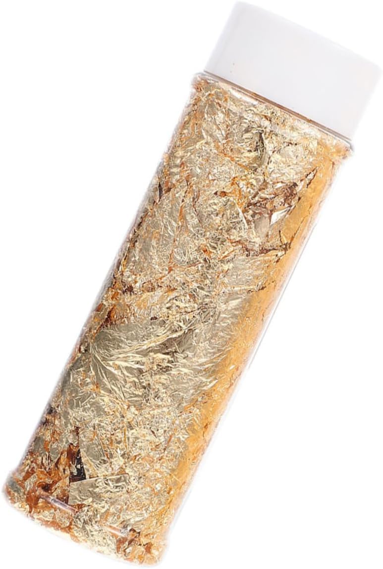 LIFKOME 1 Gold Foil Edible Gold Leaf Cake Foil Flakes Ice Cream Foil Flakes Edible Flakes for Dessert Cake Edible Flakes Edible Gold Flakes Edible Baking Flakes Decor Slice of Cake Pastry