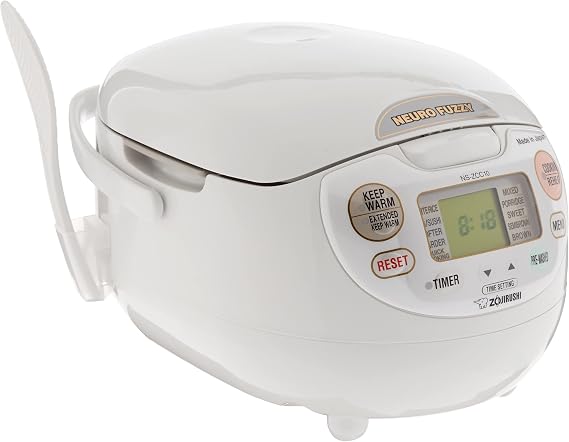 Zojirushi Ns ZCC10 Neuro Fuzzy Rice Cooker and Warmer (White) | Automatic keep-warm, delay timer