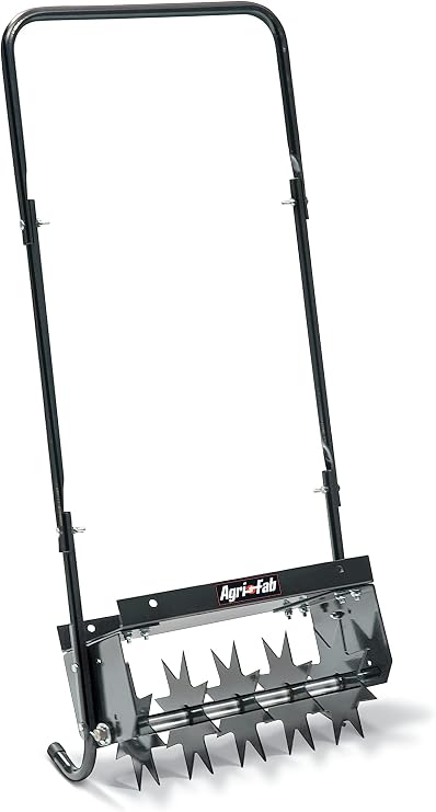 Agri-Fab 45-0365 Push Spike Aerator, 16 Inch Walk Behind Lawn Aerator with 5 Aerating Spikes and 7-Inch Spikes, Steel Weight Tray, 2-1/2 Inches Aeration Depth, for Lawn Care Maintenance