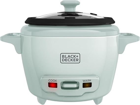 BLACK+DECKER 3-Cup Rice Cooker with Ceramic Pot, Surf Spray