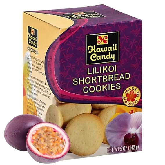 Hawaii Candy Lilikoi (Passion Fruit) Shortbread Cookies | Made in Hawaii (5 oz box)