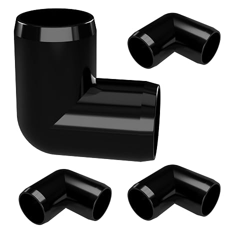FORMUFIT 1-1/2 90 Degree Elbow Furniture Grade PVC Fitting in Black, Made in USA, UV-Resistant, Impact-Proof, 1.900 Actual Socket Diameter (Pack of 4) - F11290E-BK-4