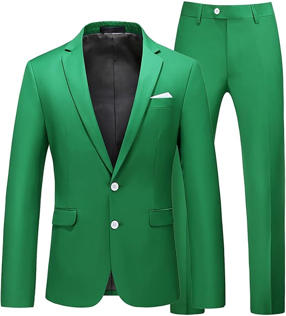 MOGU Mens Slim Fit Suit 2 Piece Tuxedo for Prom Business Wedding Dance (Suit Jacket + Pants)