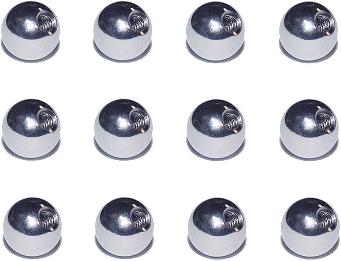 Painful Pleasures 12 Pack of Replacement Balls 316L Silver Colored Stainless Steel for 12g 14g 12 14 Gauge Body Piercing Jewelry 3mm 4mm 5mm 6mm