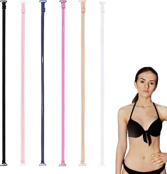 6 Pcs Halter Neck Bra Straps Replacement 6 Colors Decorative Bra Straps for Women Adjustable Halter Neck Lingerie Strap Replacement