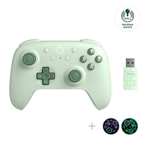 8Bitdo Ultimate 2C Wireless Controller for PC & Android - Green | Hall Effect Joysticks & Triggers, Remappable L4/R4 Bumpers, Turbo function & Rumble vibration