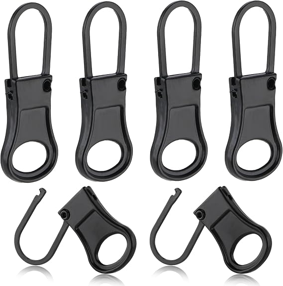 Ouligay 6pcs Zipper Pull Replacement Detachable Zipper Pull Tab Metal Zipper Pull Cord Extender Zipper Pull Repair Kit for Backpack Luggage Suitcase Purse Jackets Jeans Coat