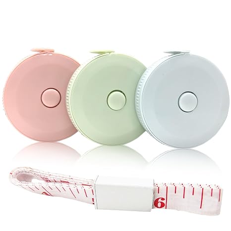 Mini Retractable Tape Measure(3 Packs) + Soft Fabric Sewing Ruler(1 Pieces), Flexible, Pocket Size, Dual Sided, 150CM Tailor Measuring Tapes for Body Measurement Weight Loss Cloth Knitting Craft
