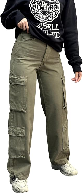 Cargo Pants for Women - High Waist Wide Leg Trousers with Pockets Y2k Trendy Casual Baggy Parachute Pants