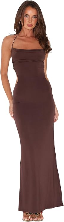 Tiger Mist Women's Suriya Maxi Dress with Cowl Neck and Waist Cut-Out Detail