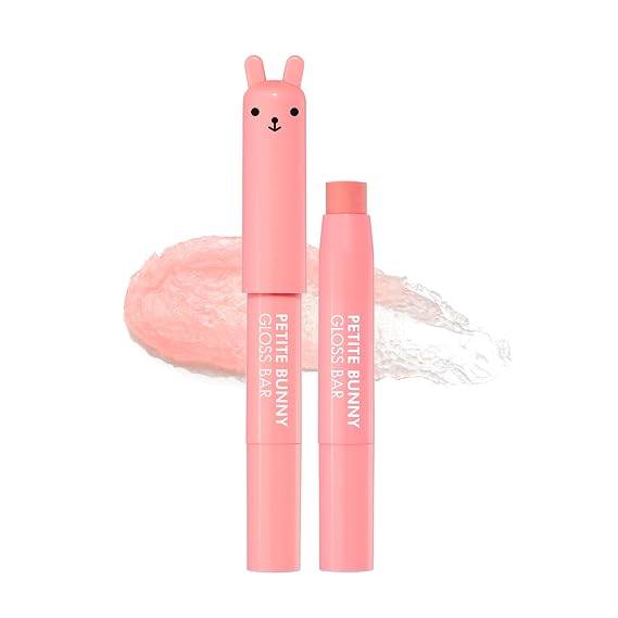 TONYMOLY Petit Bunny Lip Gloss for Women, Long Lasting Lip Crayon, Korean Gloss for Lips, Vitamin E Enriched, Soften & Moisturize Lips, Juicy Peach