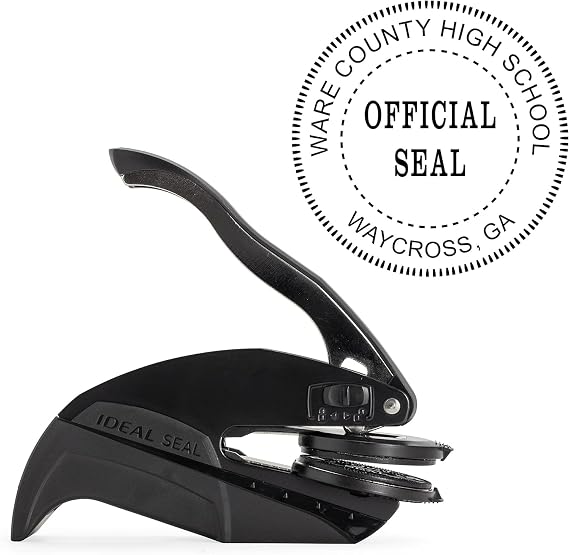 Custom Official Seal Embosser (1.631.63) Personalized Book & Library Embossing Stamp Raised Paper Imprint Seal for Office, Library, Classroom & Certificates