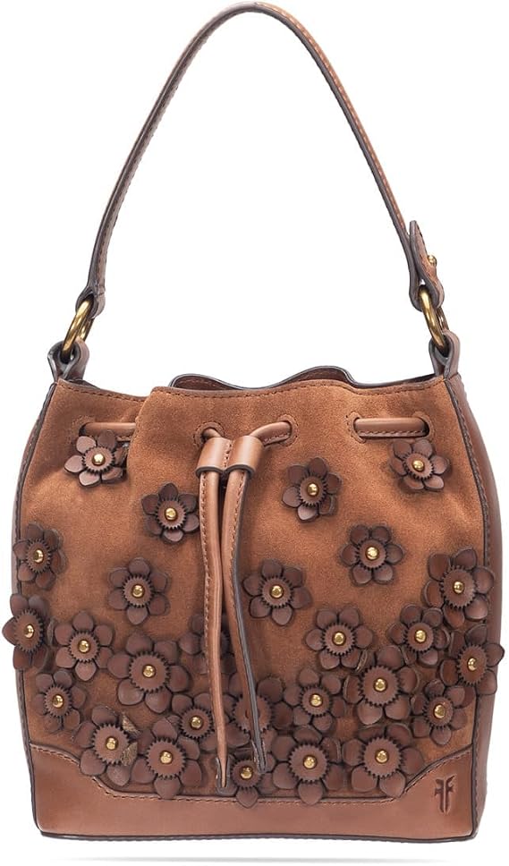 Frye Womens Melissa Floral Bucket, Cognac, One Size