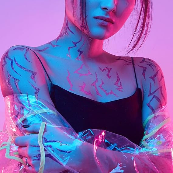 K-Pop Marking Costume Temporary Tattoos - Kpop Cosplay for Kids and Adults. Halloween Costume Metallic Temporary Tattoos