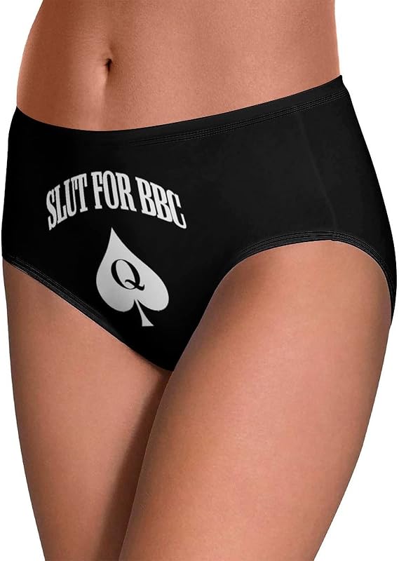 BAIJIAOYUN Slut For BBC Women's Funny Panties, Mid-Rise Panty Soft Stretch Bikini Underwear