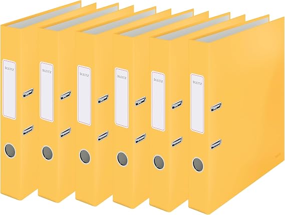 Leitz Cosy Series 10620019 Quality Binder, Pack of 6, A4, 350 Sheets, 5 cm Spine Width, Warm Yellow