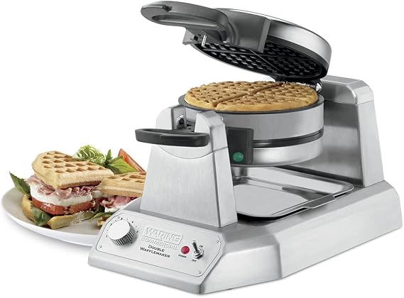 Waring Classic Waffle Maker with Rotary Feature & 60 Waffles Per Hour | 60 Waffles Per Hour, Vertical Design, Rotary Feature for Even Baking, Triple-Coated Nonstick Plates, NSF Certified