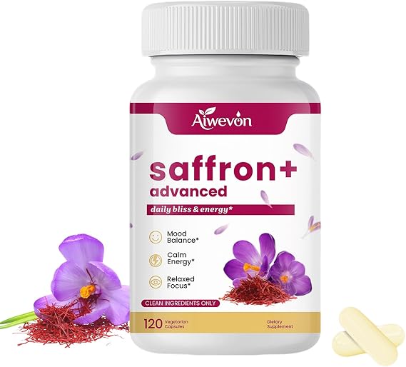 Saffron Extract Supplement for Mood Support & Calm Energy Advanced 10-in-1 Saffron Capsules (120 Capsules) with Ashwagandha & L-Theanine High Absorption Formula for Focus & Balance