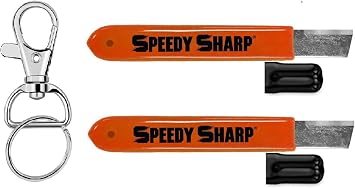 2 PACK Speedy Sharp Carbide Knife Sharpener, Key Chain & Hook Ring included Orange