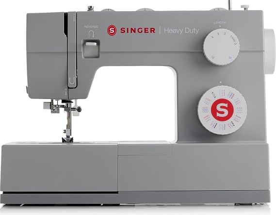 SINGER 4452 (Grey) High Speed Heavy Duty Sewing Machine with Accessories | 32 stitches deliver 110 applications, 50% more power for thick fabrics, 1100 stitches/min, needle threader, 1-step buttonhole