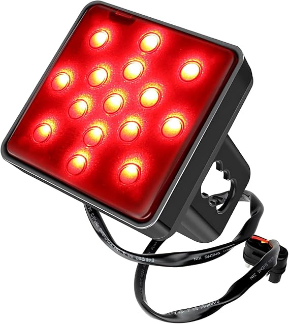 LED Brake Light Trailer Hitch Cover, Super Bright Square Light with 4-pin Adapter, Anti-flicker Non-polarity Tail Lamp, Plug and Play Exterior Accessory for Towing Truck SUV RV (Red)