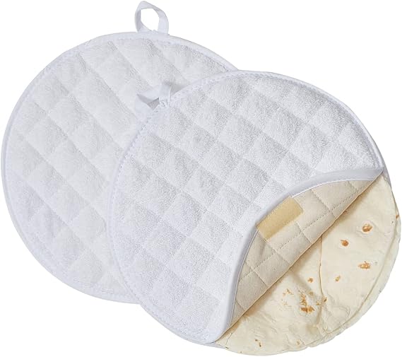 Tortilla Warmer,Tortilla Server,Pancake Keeper,Size 12&10 High Density Fabric Keep Warm,Bag to Keep Food Warm (White, 12 inch)