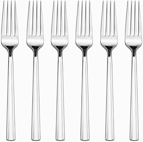 Yemek Çatalı, 6'lı Paslanmaz Çelik Çatal Seti, Gümüş Metal 20 cm, 6 Adet