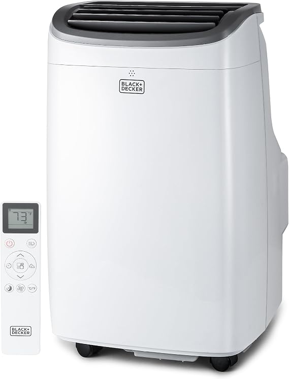BLACK+DECKER Portable Air Conditioner, 10,000 BTU, BPACT10WT, White | 5,500 BTU SACC for Rooms up to 450 Sq. Ft., 3-in-1 Portable AC, Fan and Dehum with Follow Me Remote Control