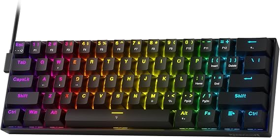 Redragon K617 HE ラピッドトリガー ゲーミングキーボード 60% 61キー 有線メカニカルキーボード 超高速作動 専用ホール効果磁気スイッチ 作動点調整可能 エッセンシャルブラック